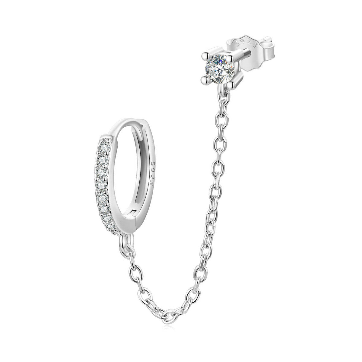 Stud & Huggie Chain Earring