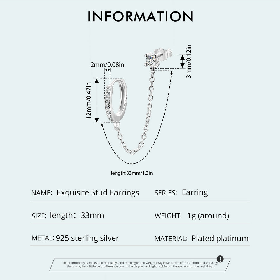 Stud & Huggie Chain Earring