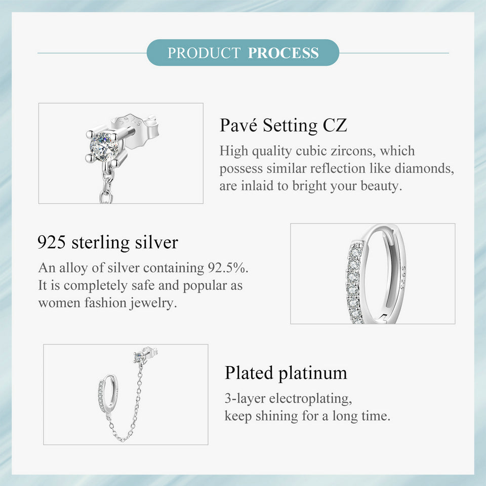 Stud & Huggie Chain Earring