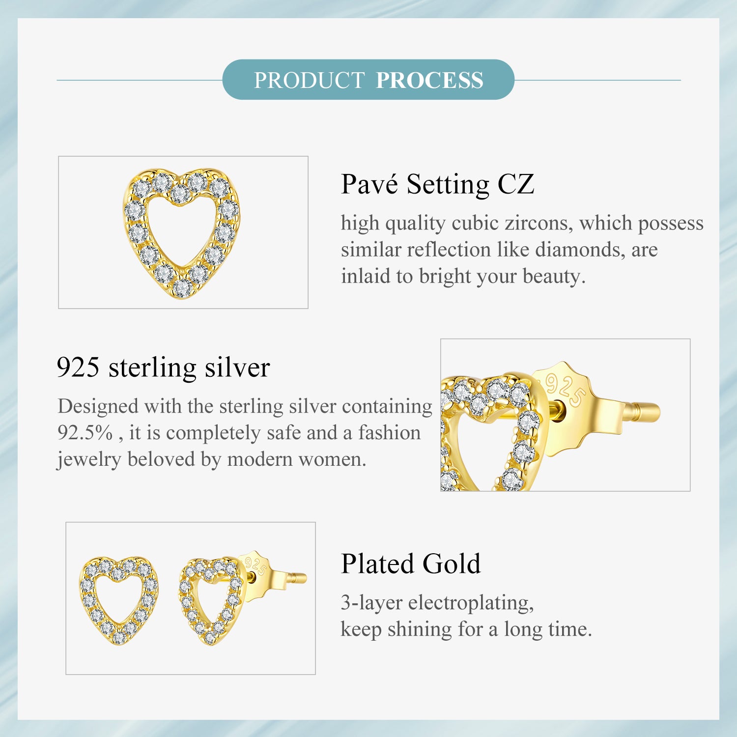 Sparkling Open Heart Studs