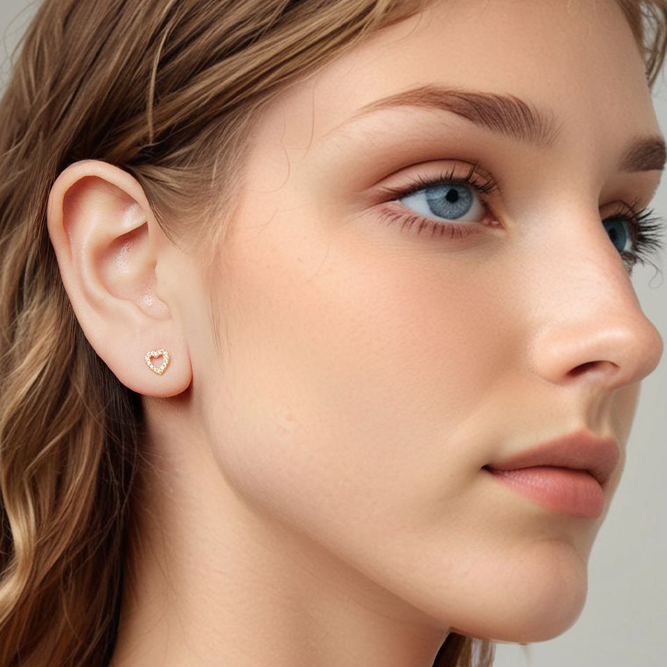 Sparkling Open Heart Studs