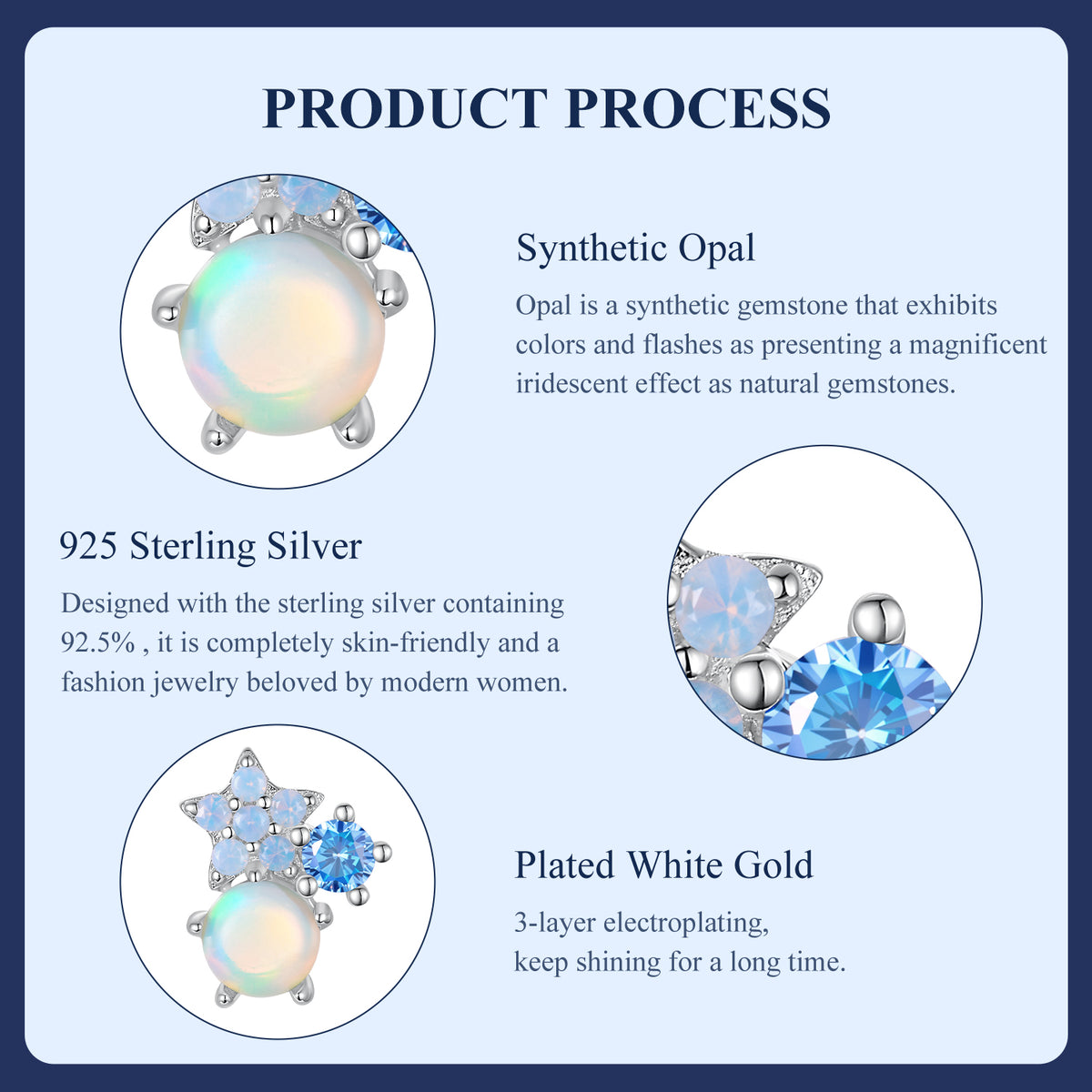 Starry Opal Single Threaded Stud Earring
