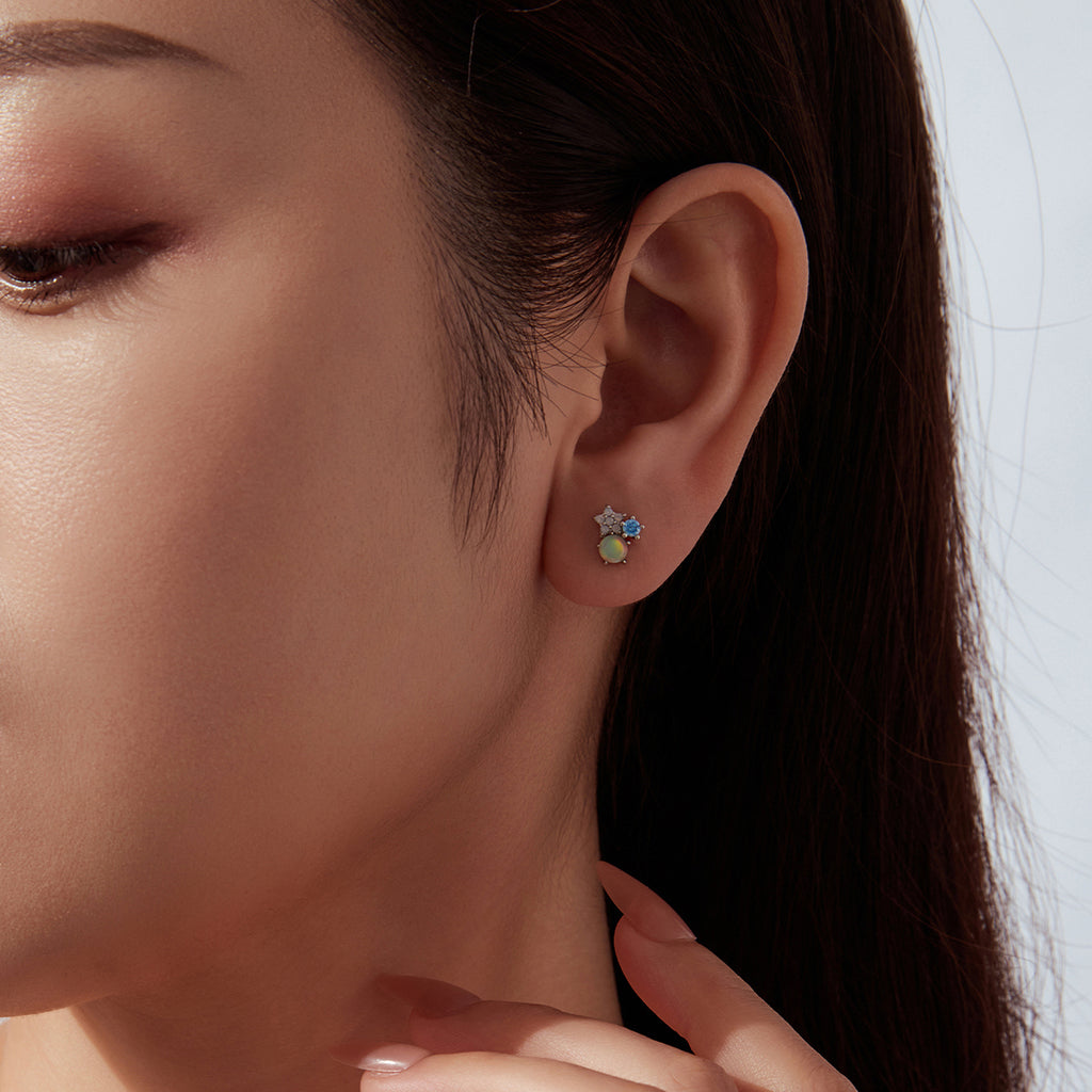 Starry Opal Single Threaded Stud Earring