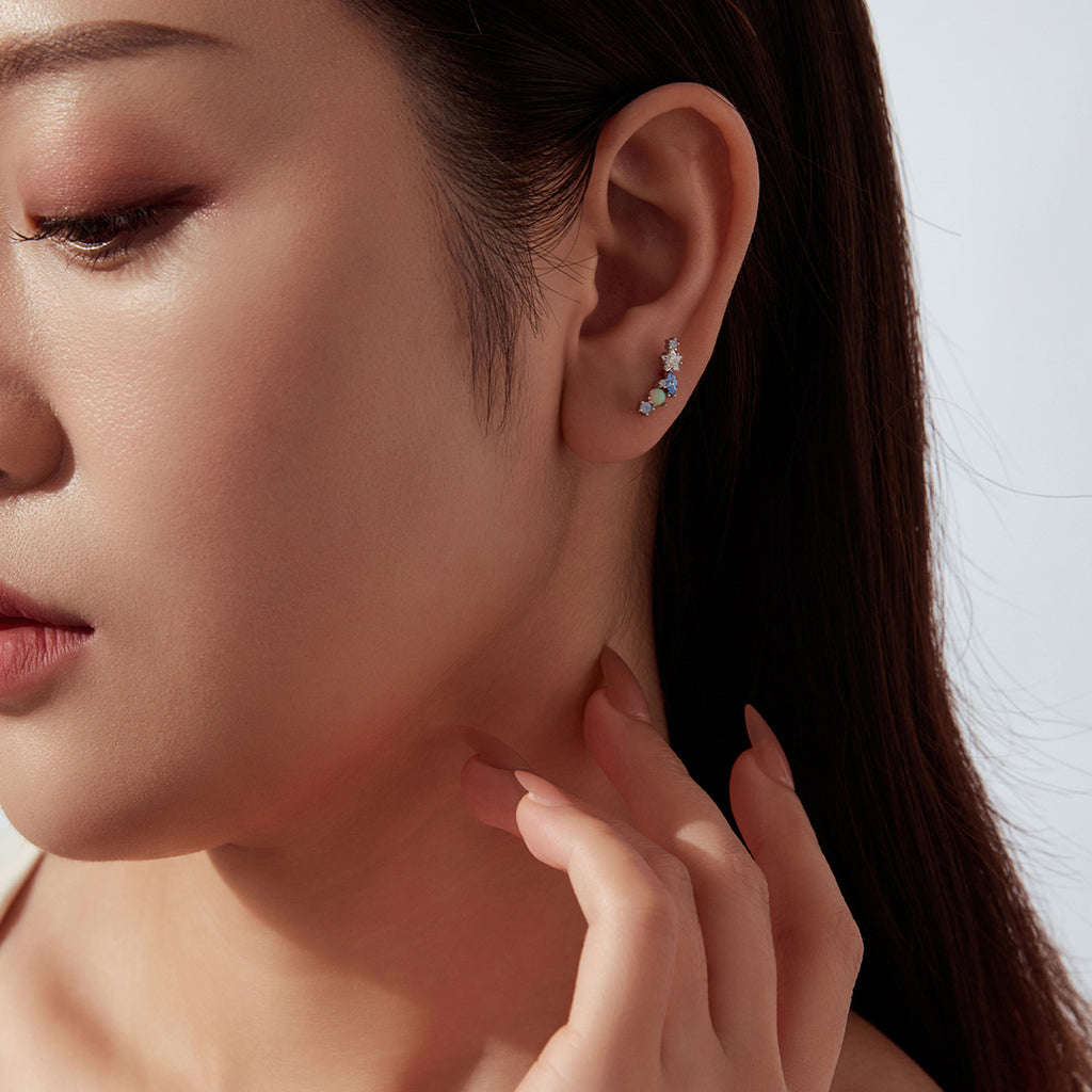 Starry Opal Single Threaded Stud Earring