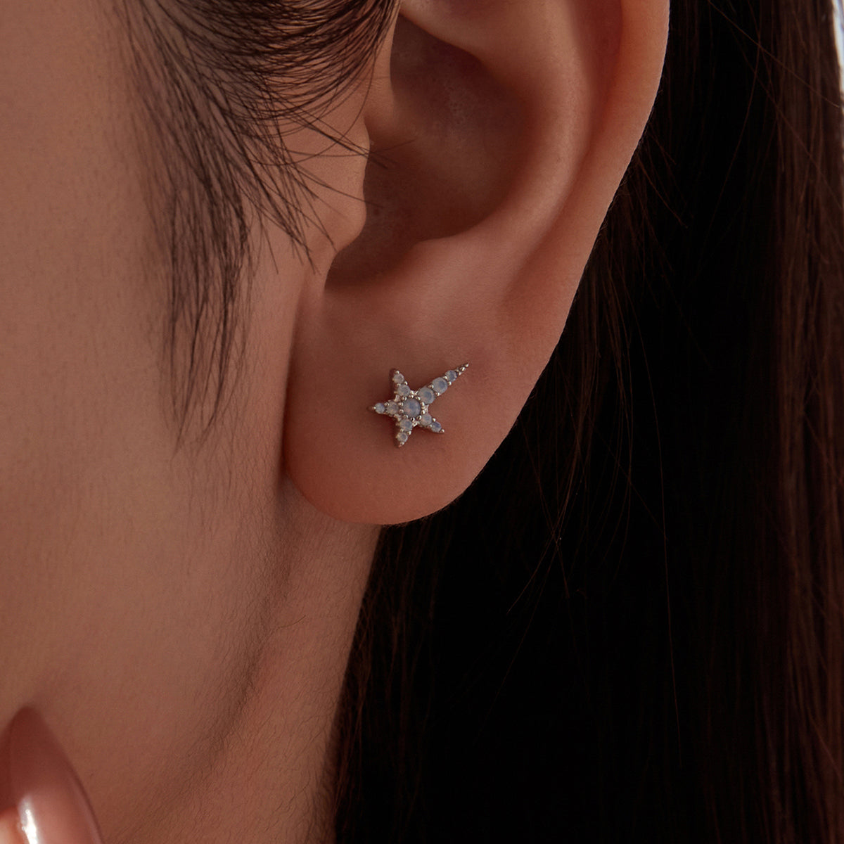 Starry Opal Single Threaded Stud Earring