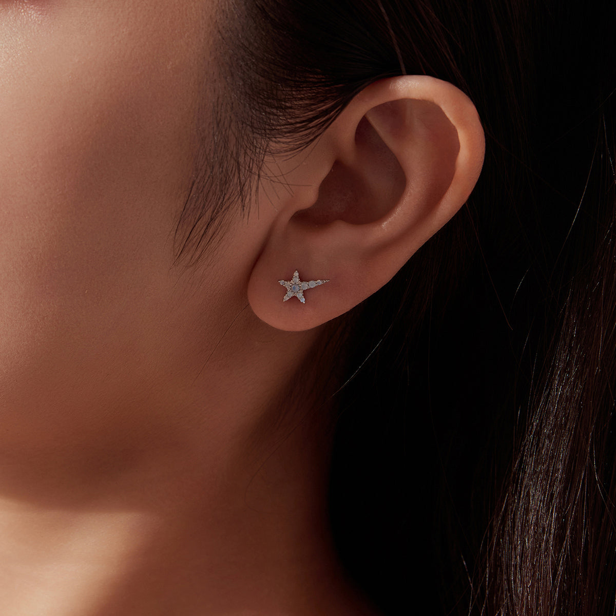 Starry Opal Single Threaded Stud Earring