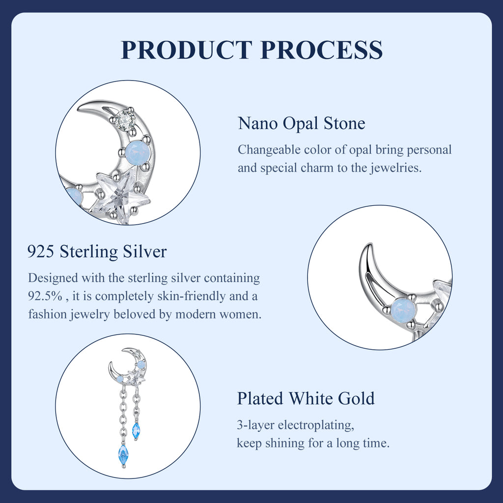 Star & Moon Single Threaded Stud Earring
