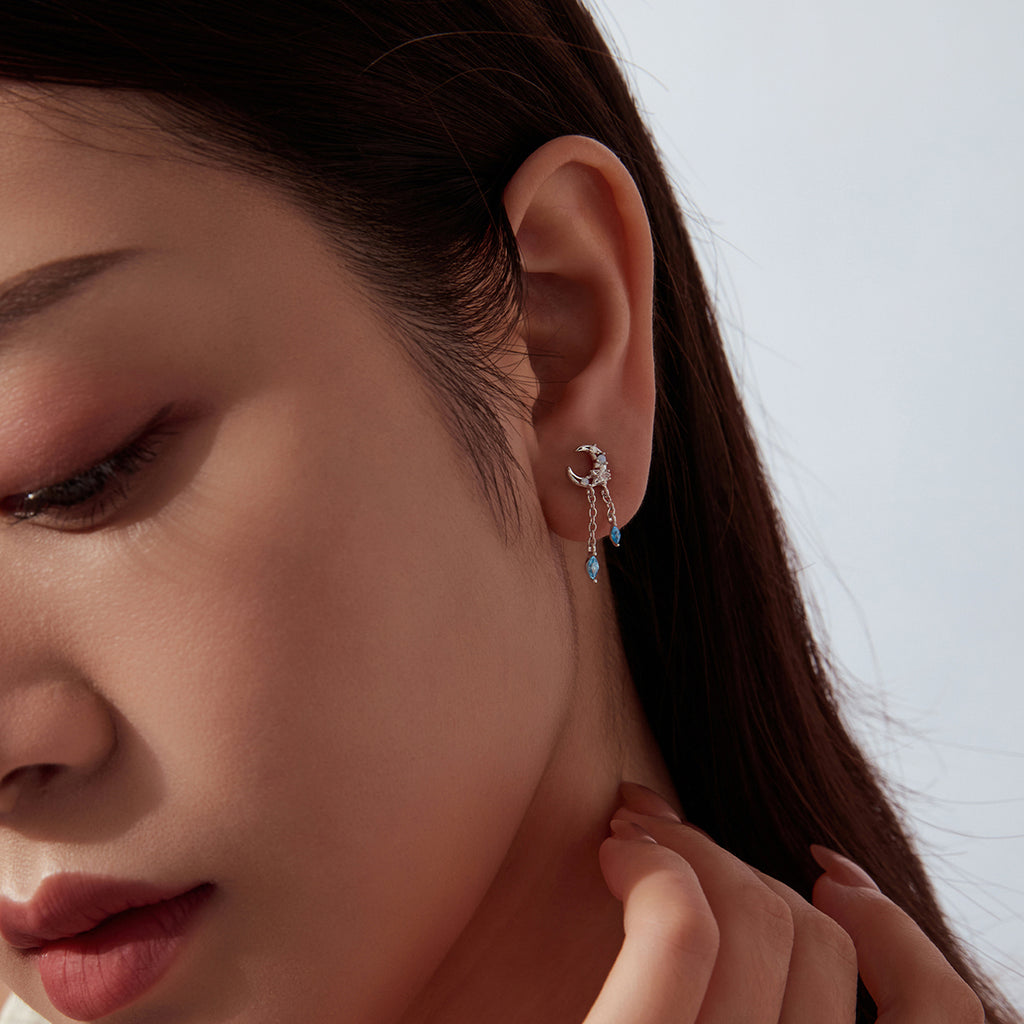 Star & Moon Single Threaded Stud Earring