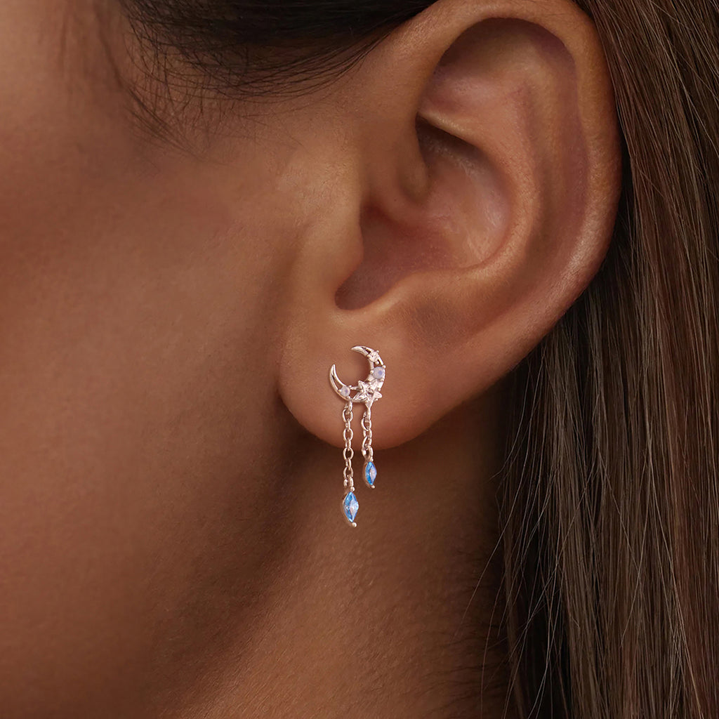 Star & Moon Single Threaded Stud Earring