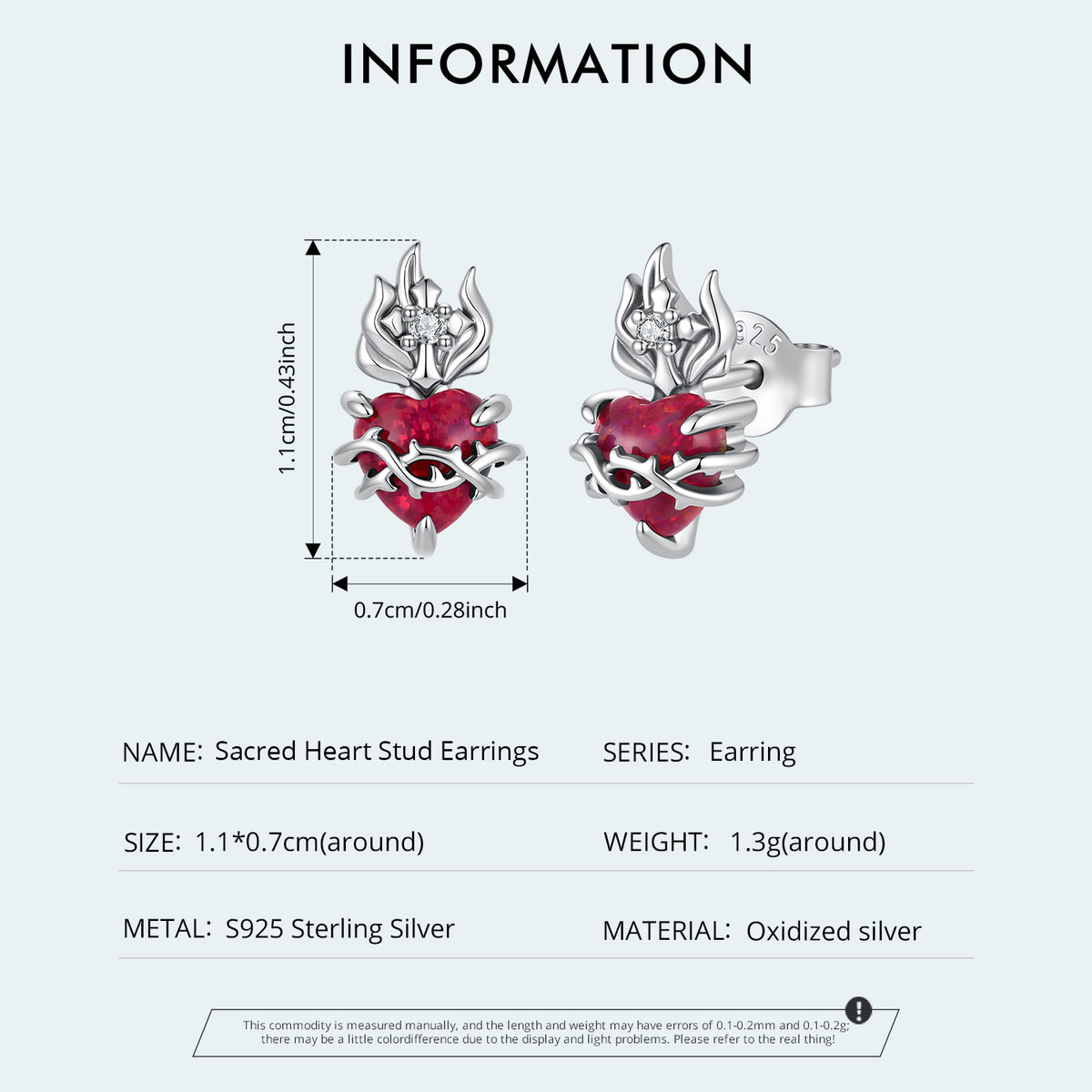 Sacred Heart Stud Earrings