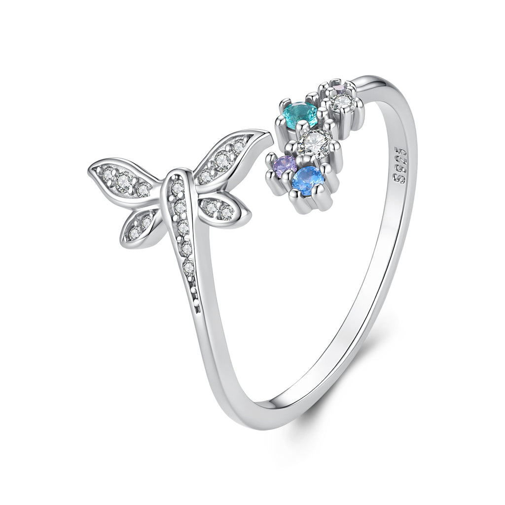 Colorful Dragonfly Open Ring