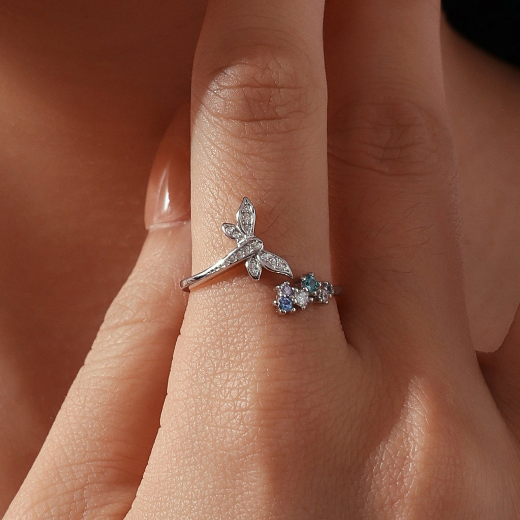 Colorful Dragonfly Open Ring