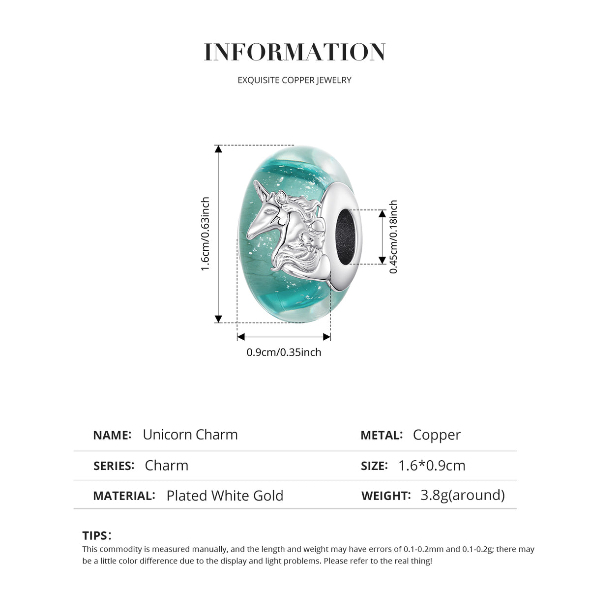 Unicorn Murano Glass Charm