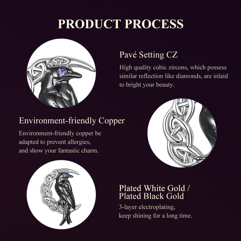 Moon Raven Charm