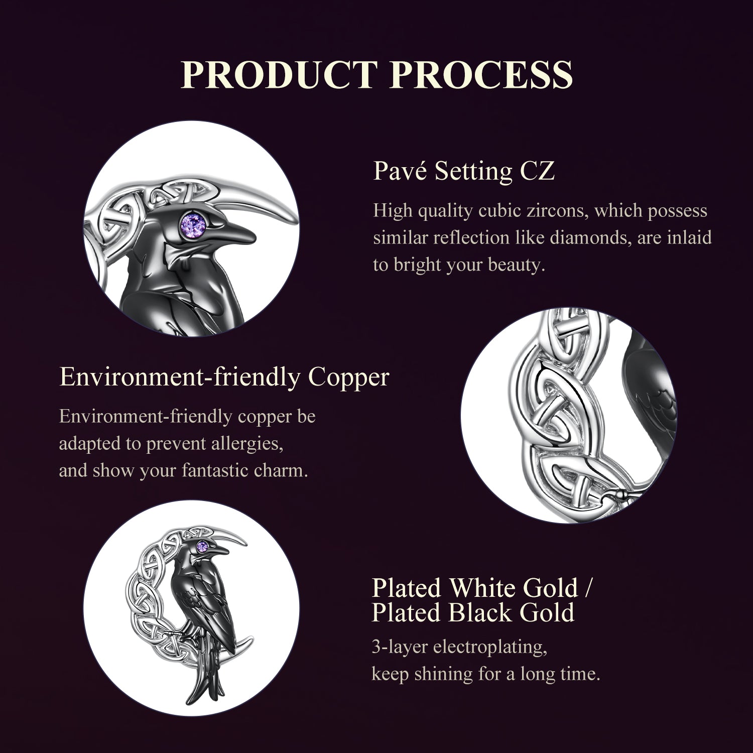 Moon Raven Charm