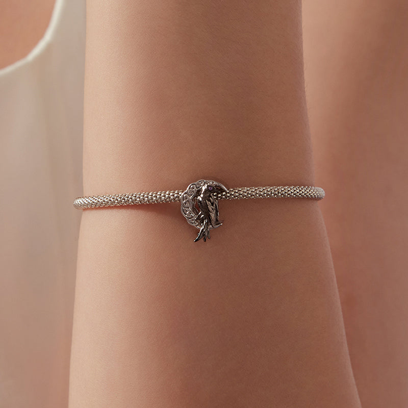 Moon Raven Charm