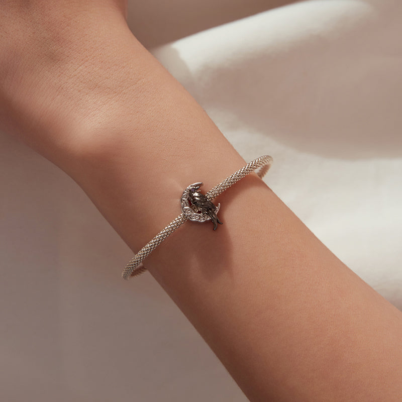Moon Raven Charm