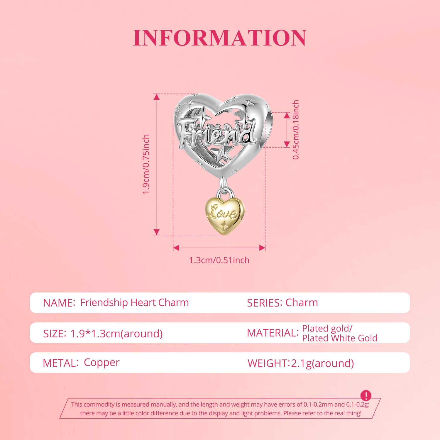 Friendship Heart Charm