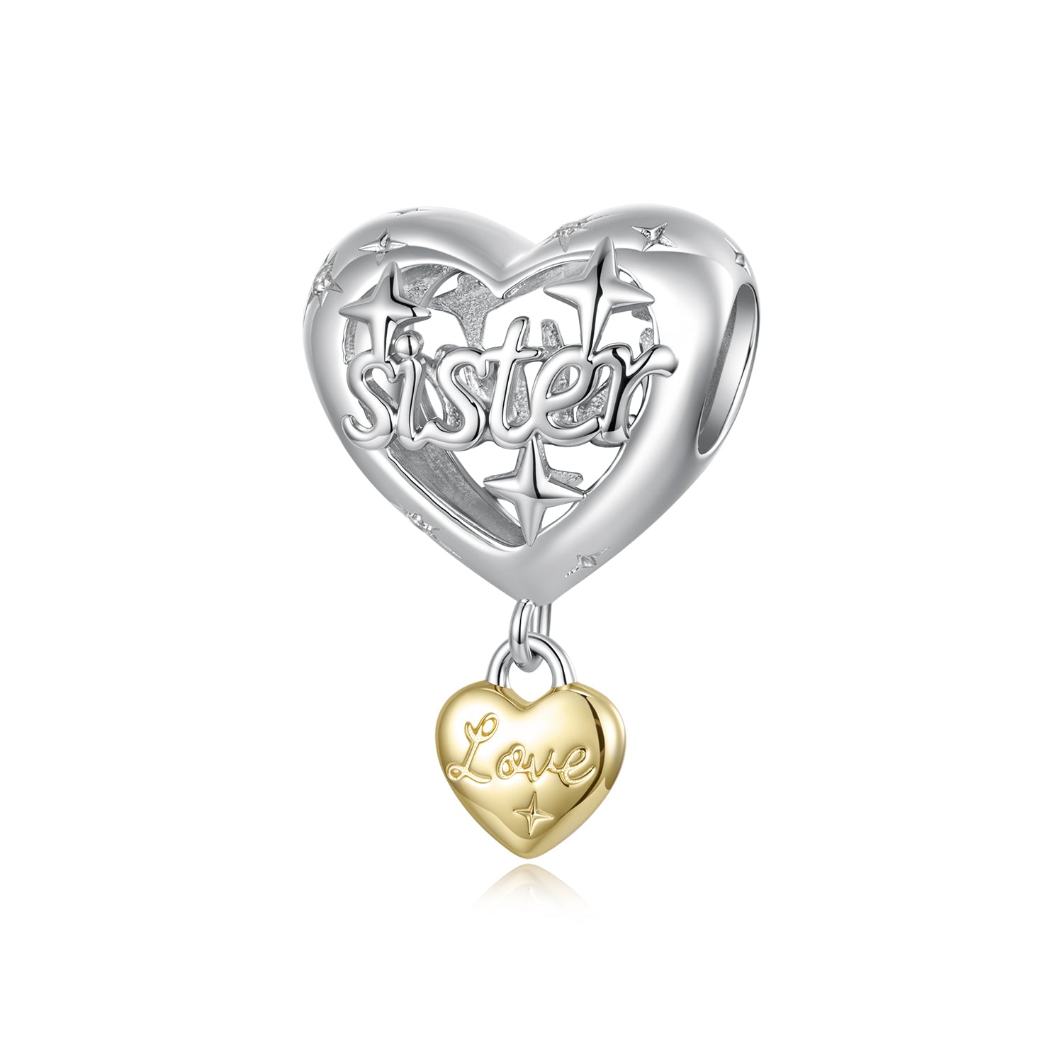 Sister Love Heart Charm