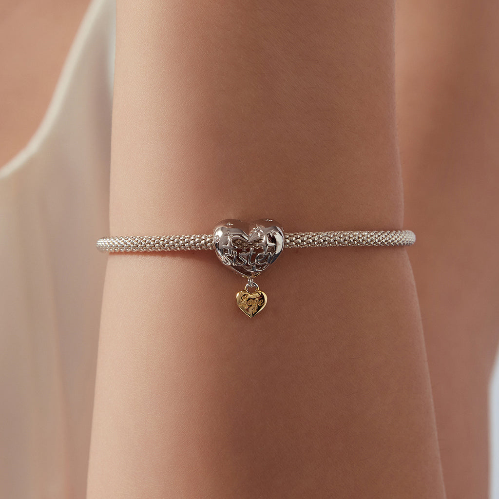 Sister Love Heart Charm
