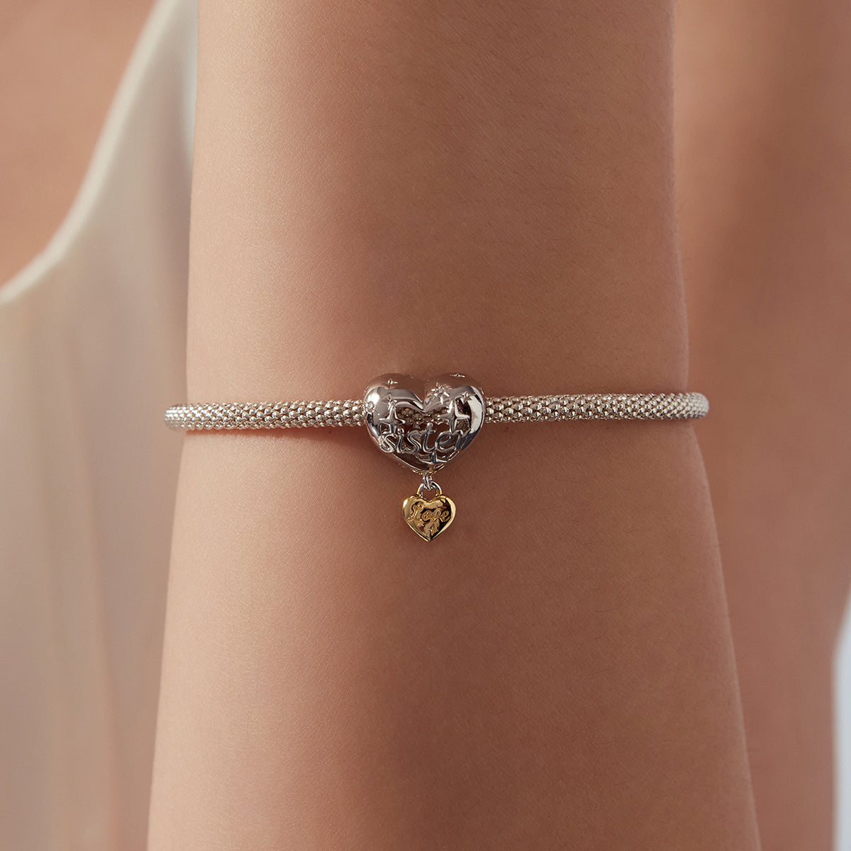 Sister Love Heart Charm