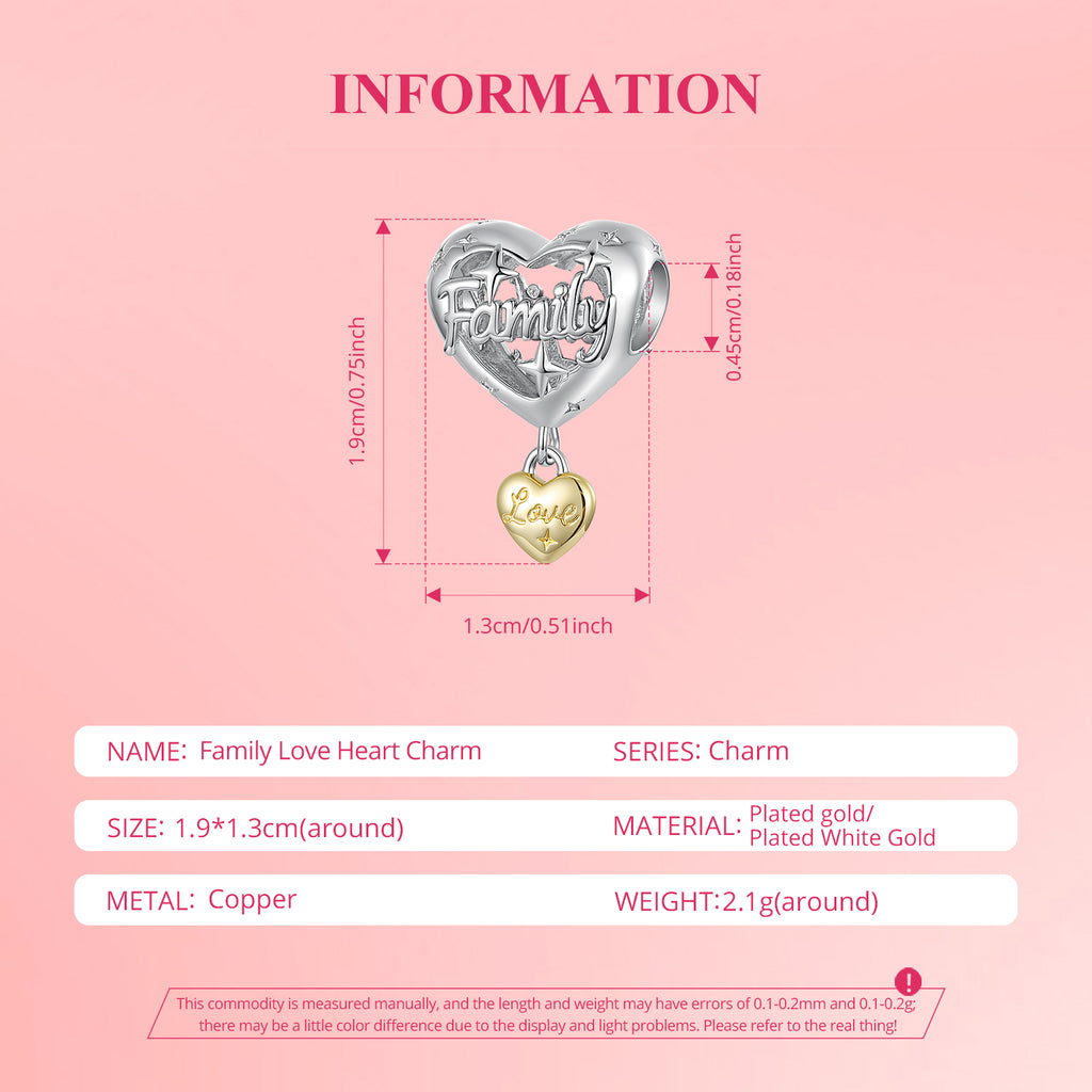 Family Love Heart Charm