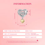 Family Love Heart Charm