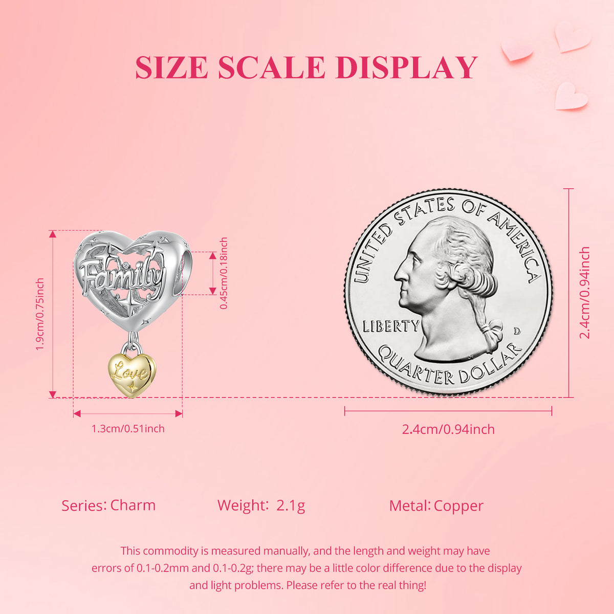 Family Love Heart Charm
