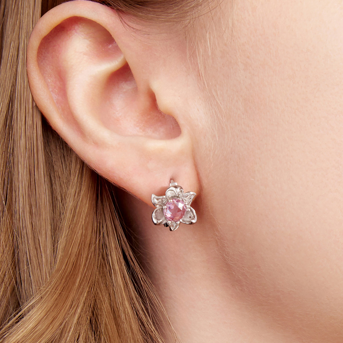 Floral Huggie Hoop Earrings