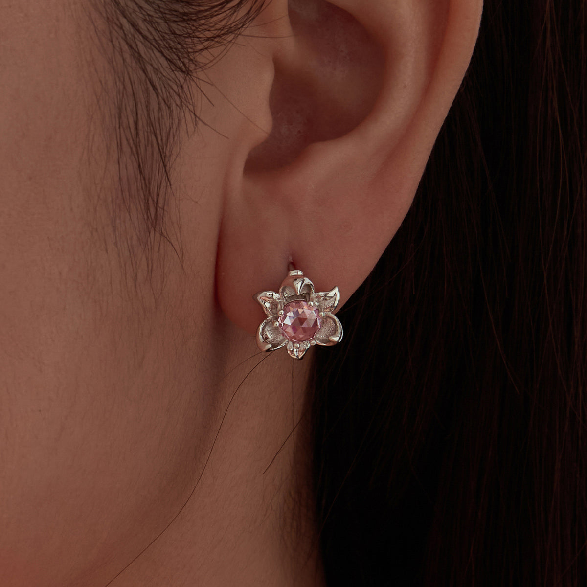 Floral Huggie Hoop Earrings