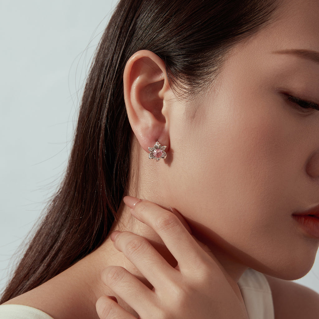 Floral Huggie Hoop Earrings