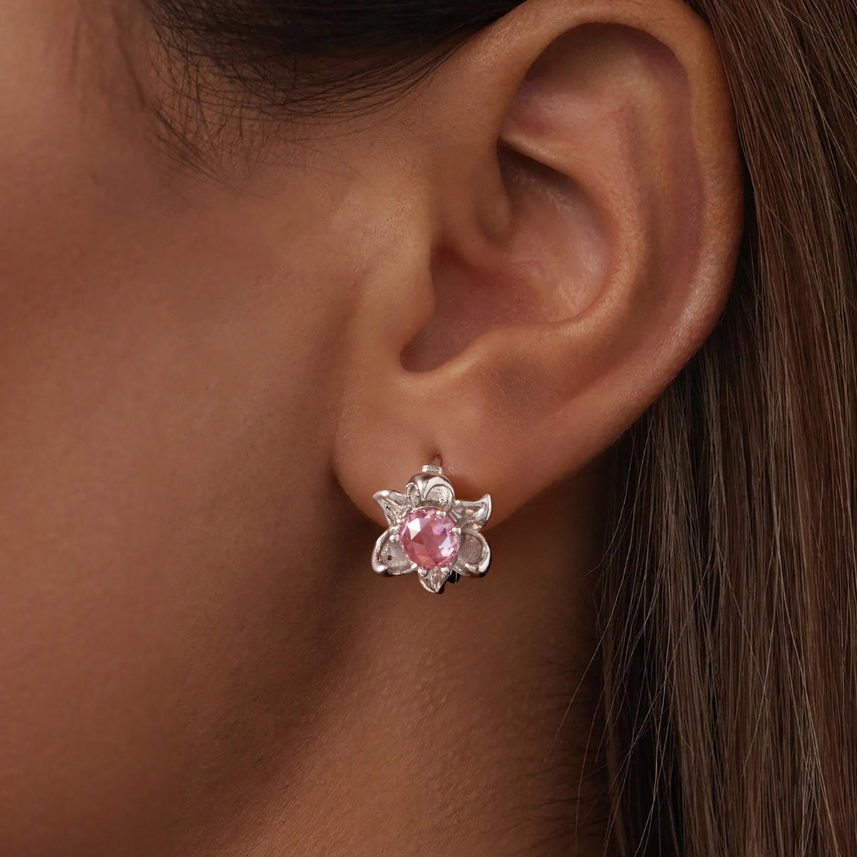 Floral Huggie Hoop Earrings