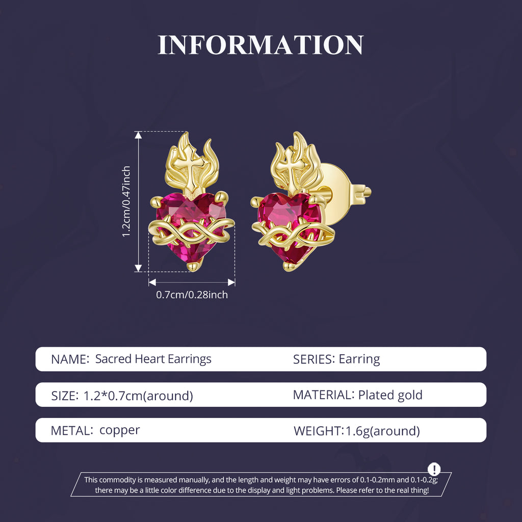 Sacred Heart Stud Earrings