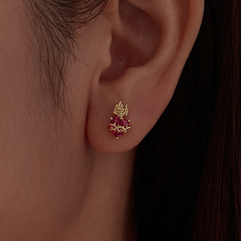 Sacred Heart Stud Earrings