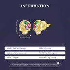 Gemstone Skull Stud Earrings