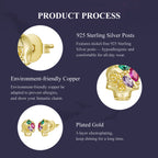 Gemstone Skull Stud Earrings