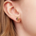 Gemstone Skull Stud Earrings