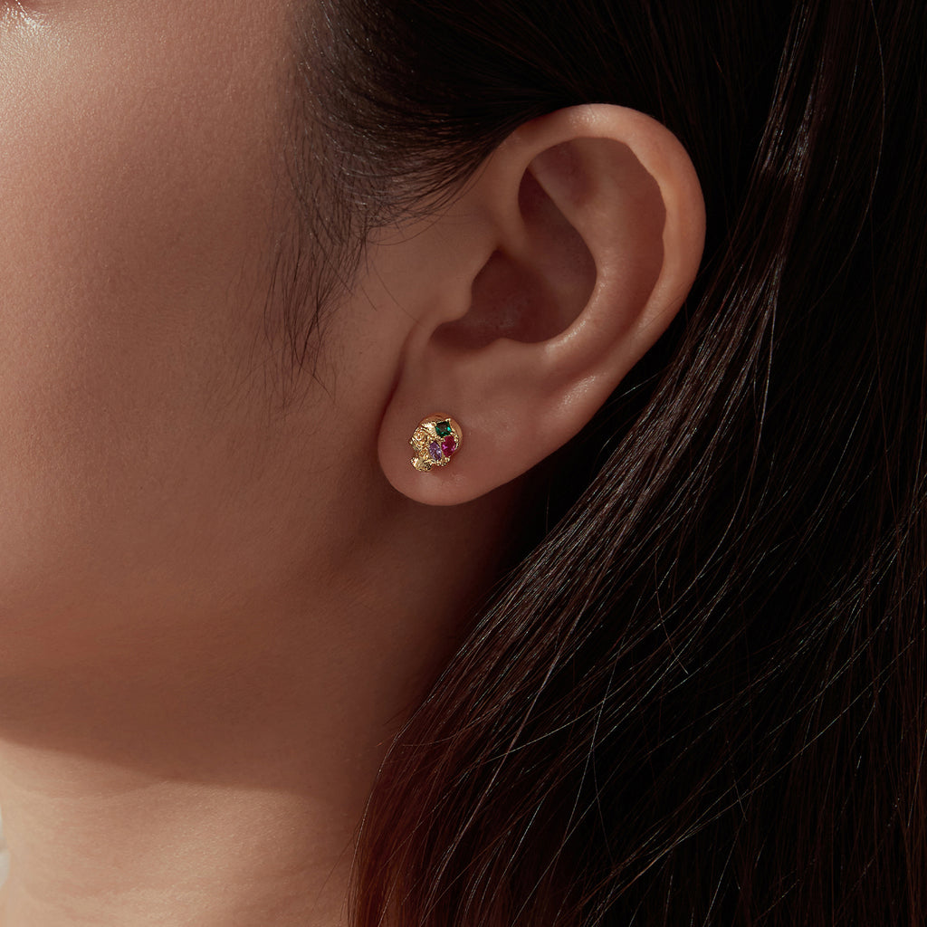 Gemstone Skull Stud Earrings