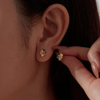 Gemstone Skull Stud Earrings