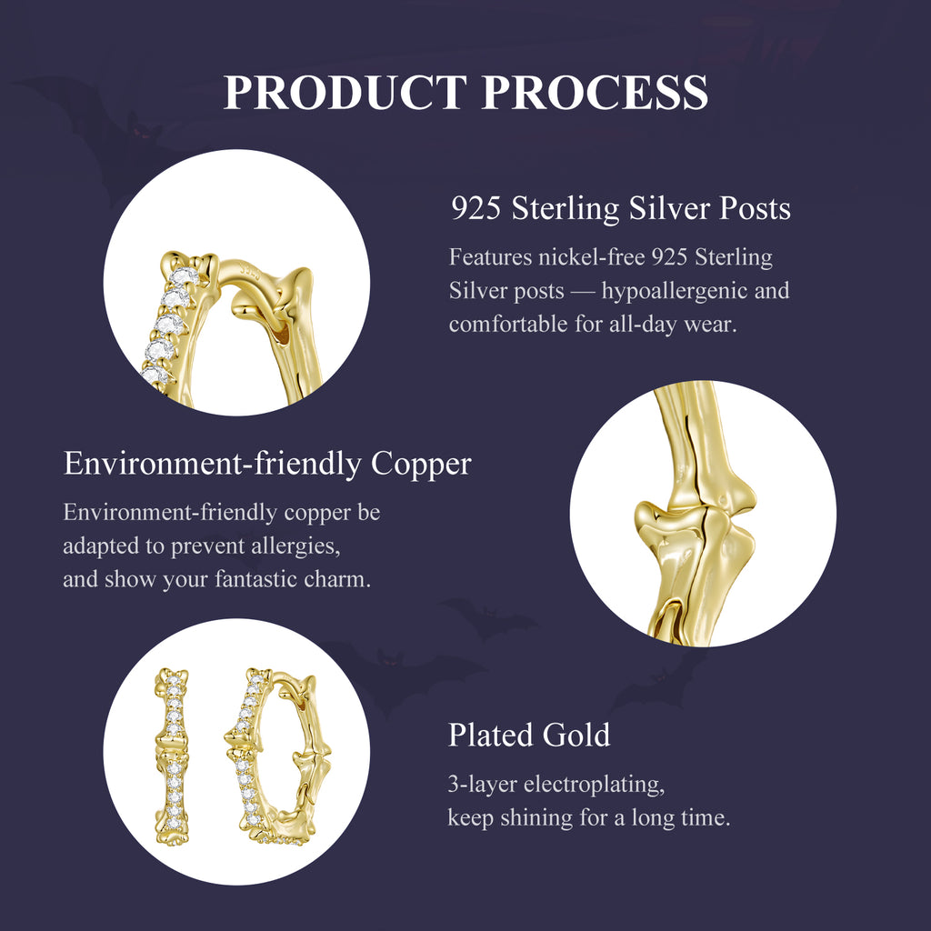 Skeleton Bone Huggie Hoops