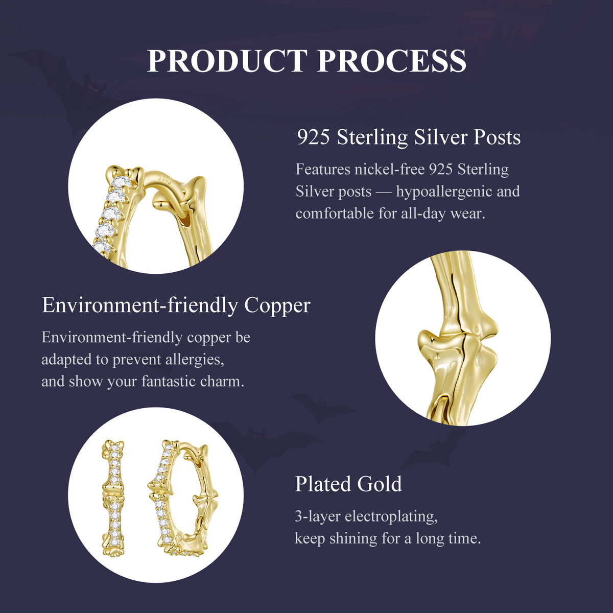Skeleton Bone Huggie Hoops