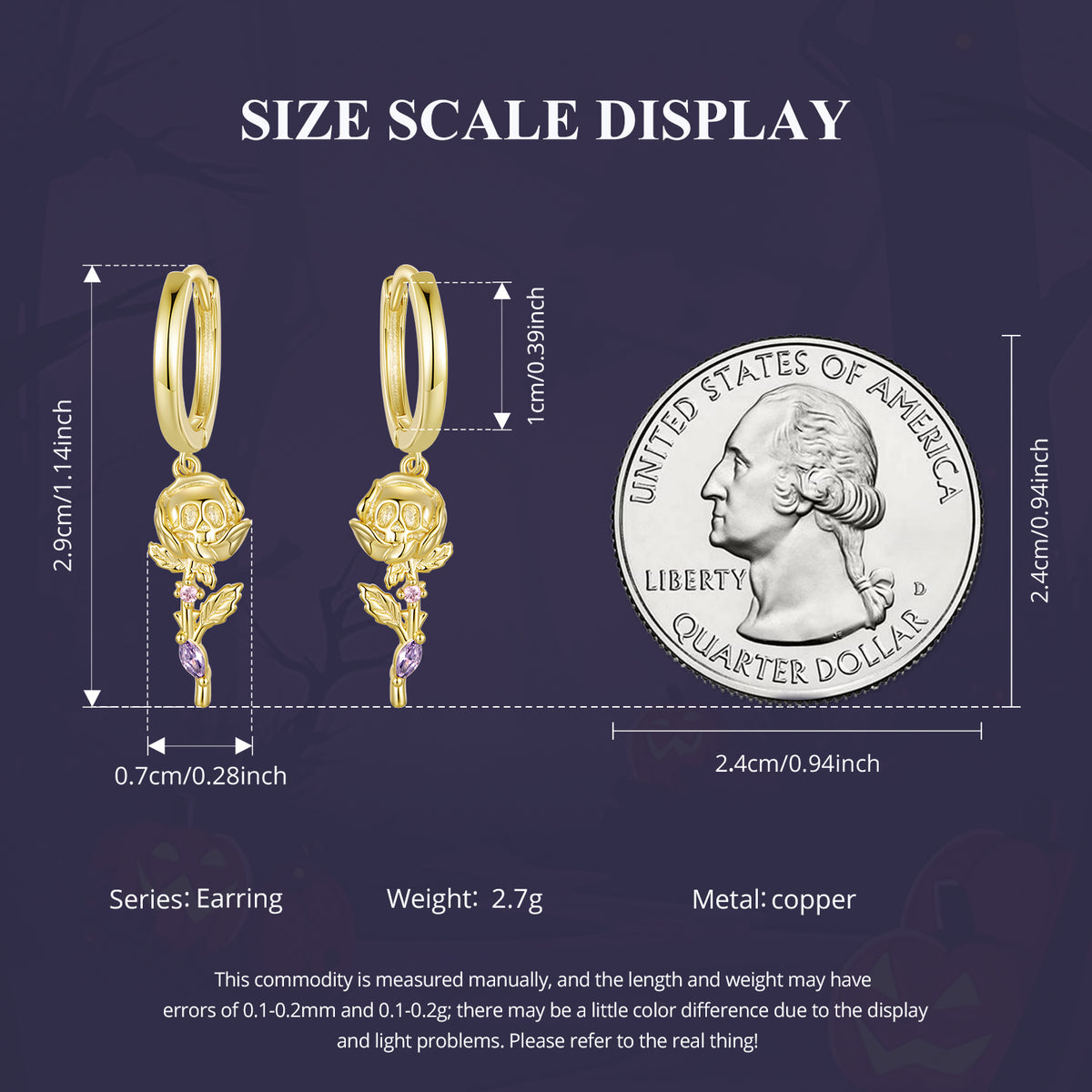 Skull Rose Huggie Hoops