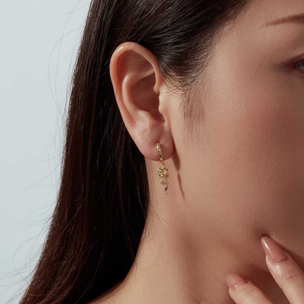 Skull Rose Huggie Hoops