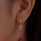 Skull Rose Huggie Hoops