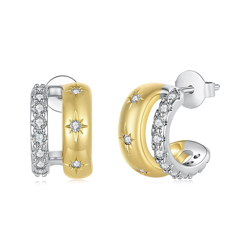 Starlight Double-Layer Stud Earrings