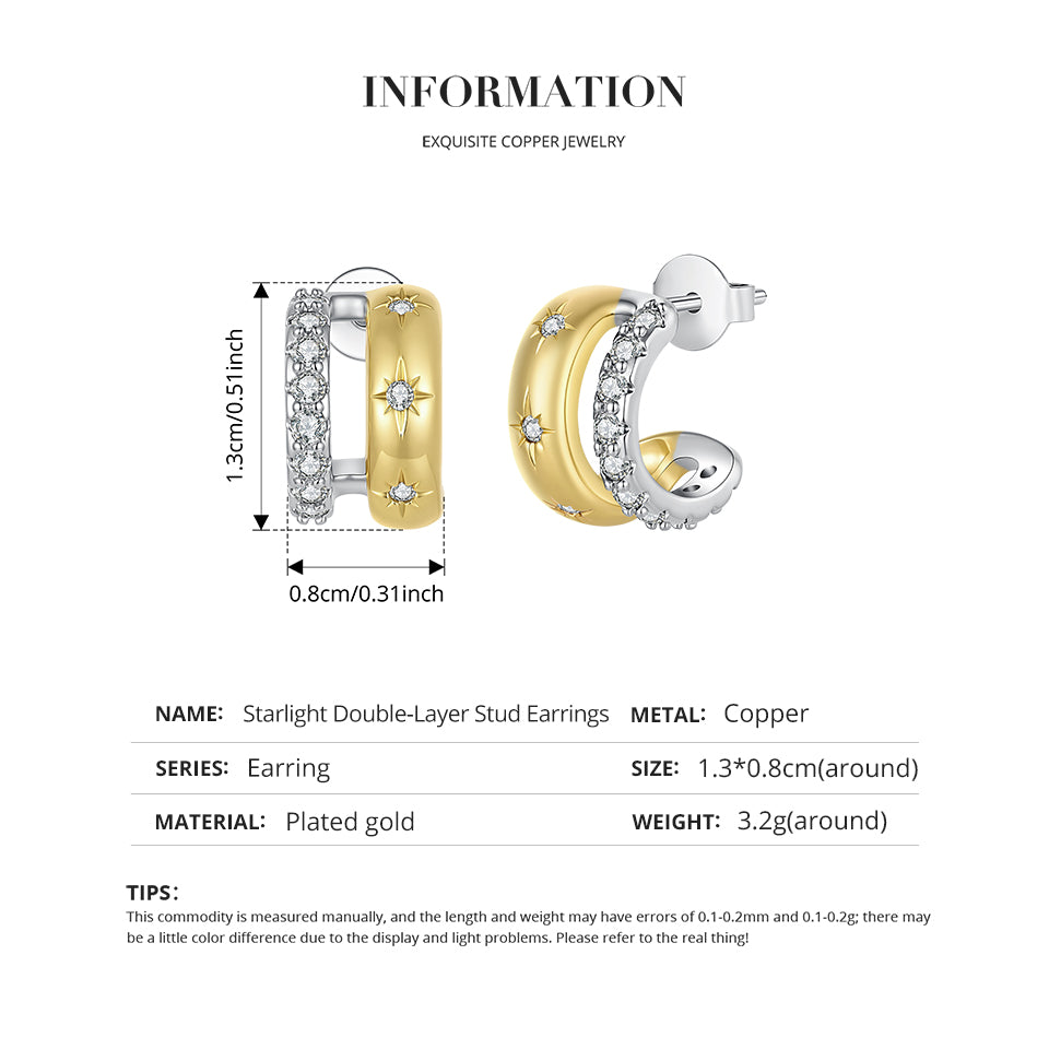 Starlight Double-Layer Stud Earrings