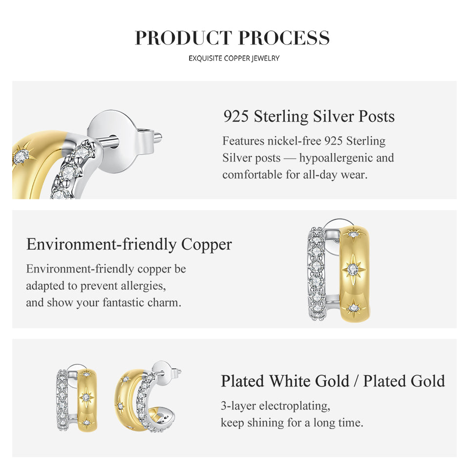 Starlight Double-Layer Stud Earrings