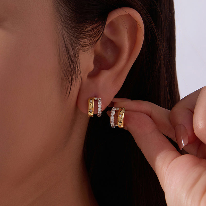 Starlight Double-Layer Stud Earrings