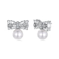 Pearl Bow Stud Earrings