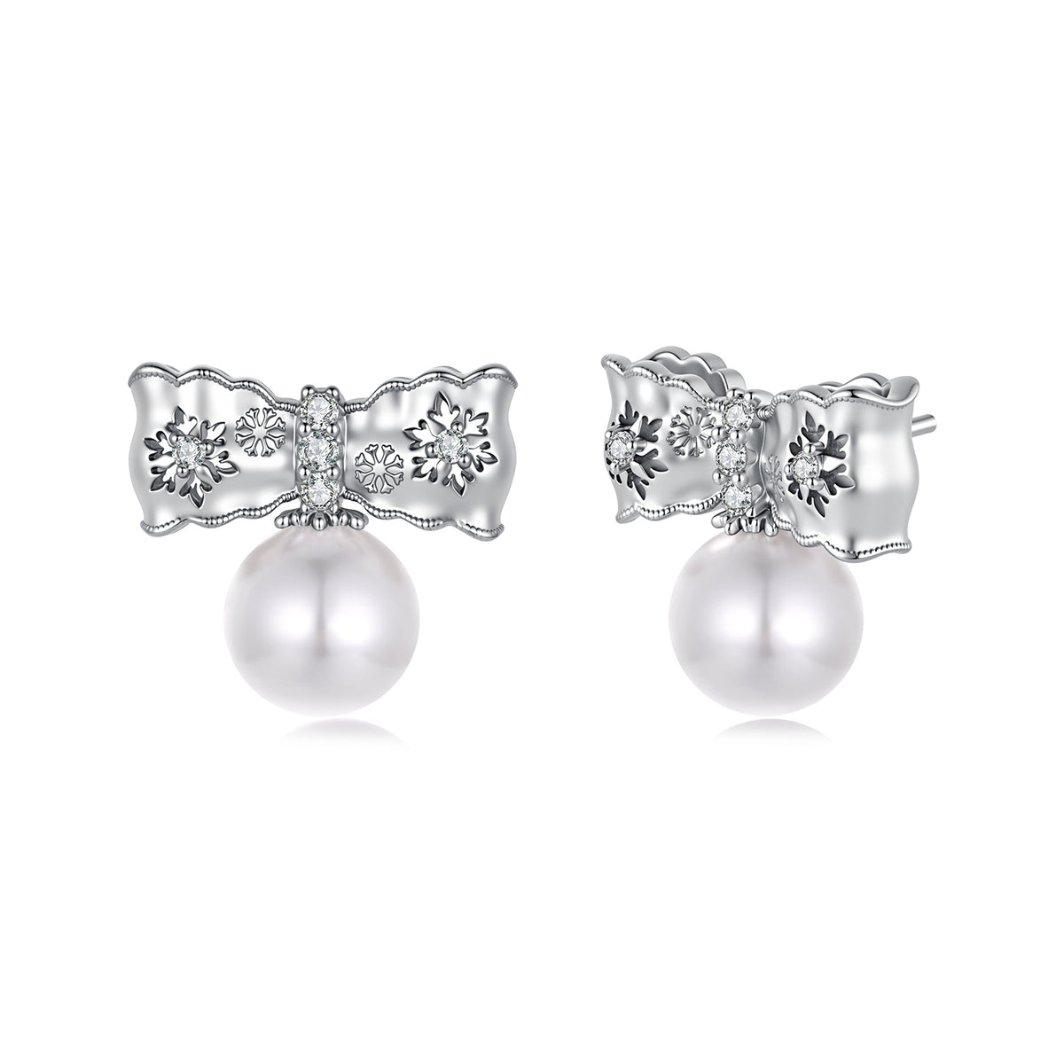 Pearl Bow Stud Earrings